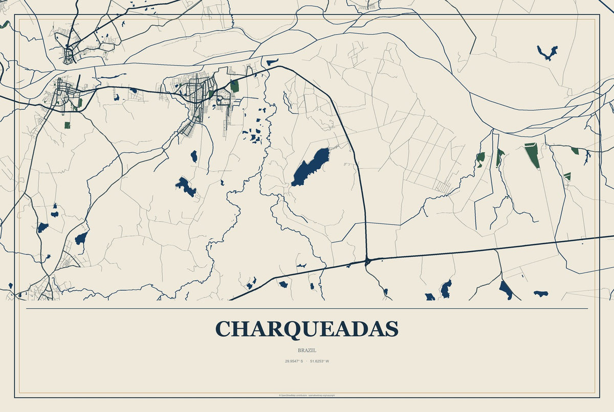 Charqueadas, Brazil City Map Aluminum Sign in Coastal Cutout style