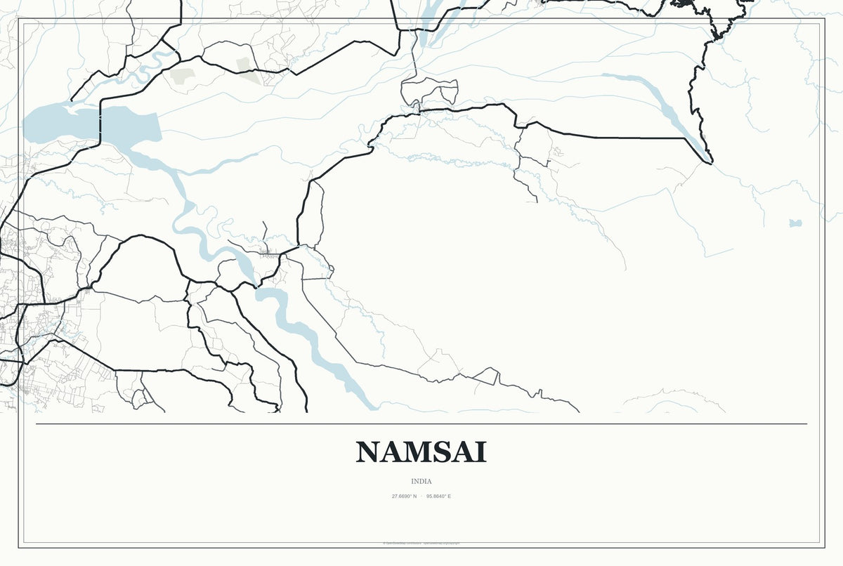 Namsai, India City Map Aluminum Sign in Gallery Air style