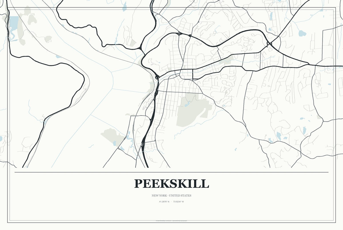 Peekskill, New York City Map Aluminum Sign in Gallery Air style