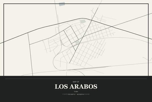 Los Arabos, Cuba City Map Aluminum Sign in Museum Plaque style