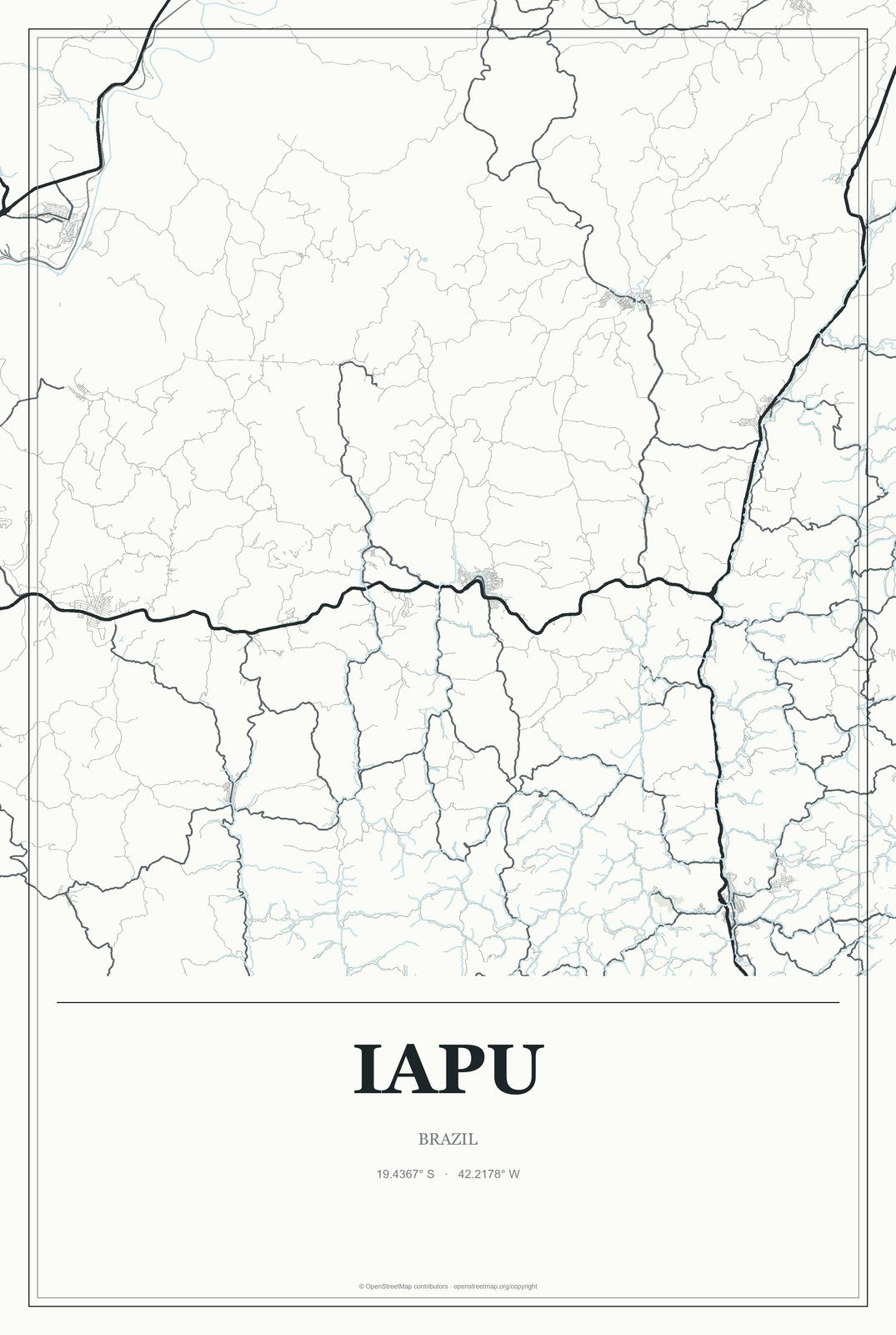 Iapu, Brazil City Map Aluminum Sign in Gallery Air style