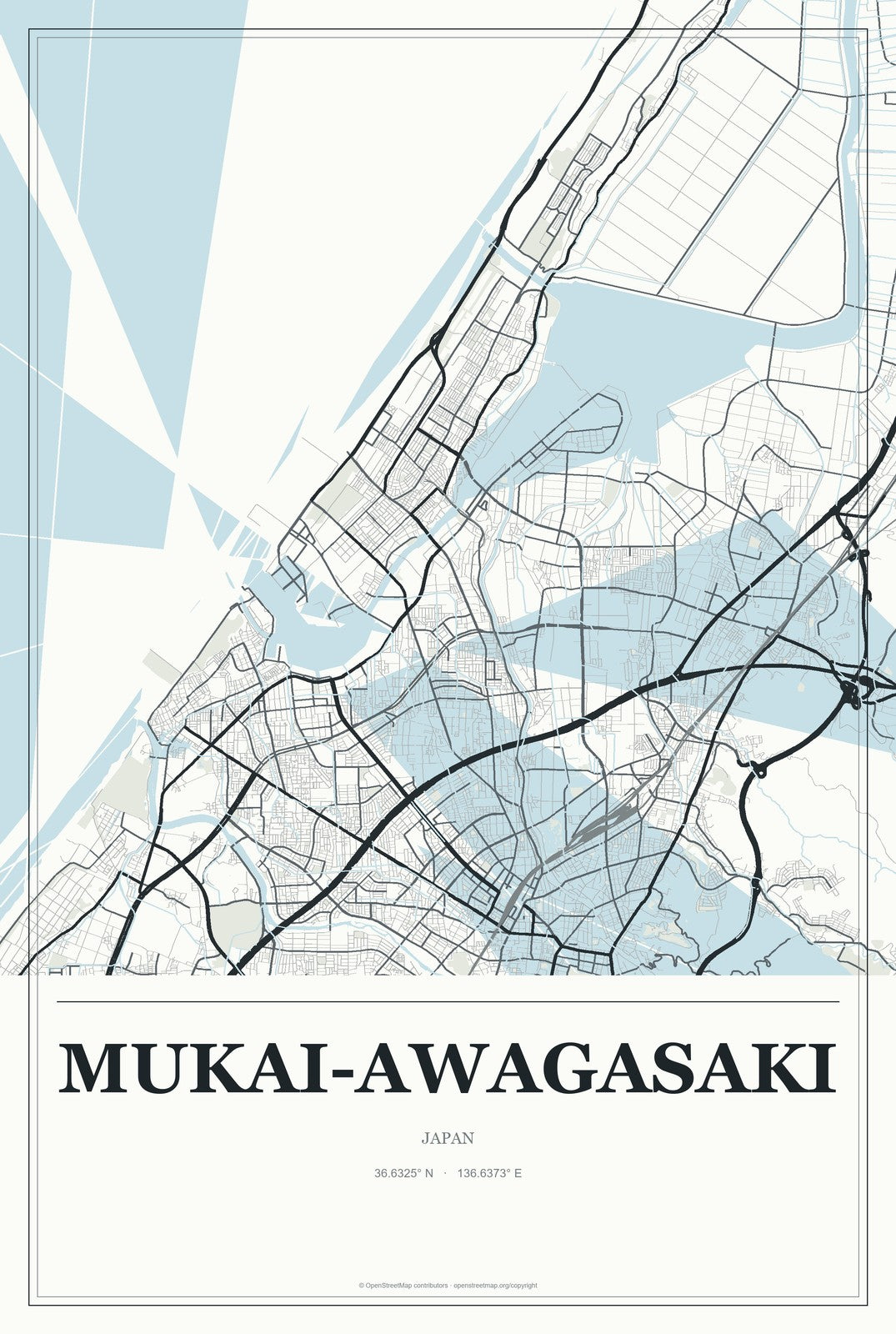 Mukai-awagasaki, Japan City Map Aluminum Sign in Gallery Air style