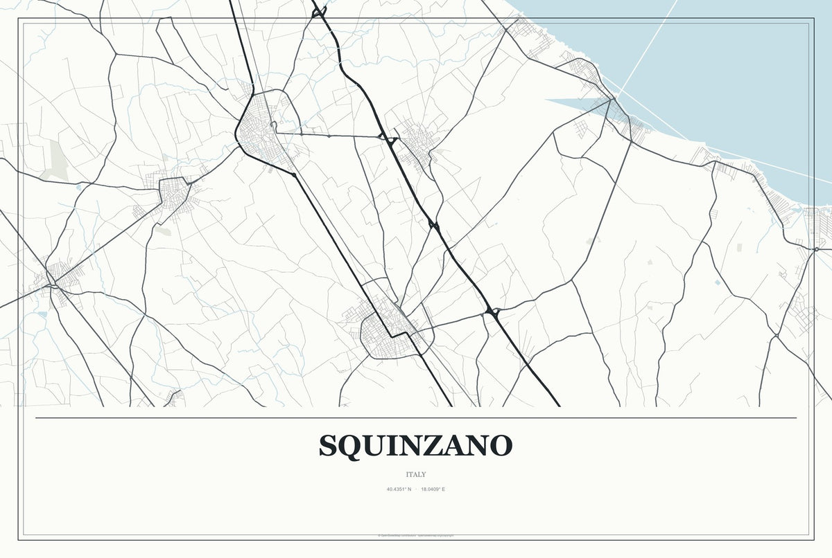 Squinzano, Italy City Map Aluminum Sign in Gallery Air style