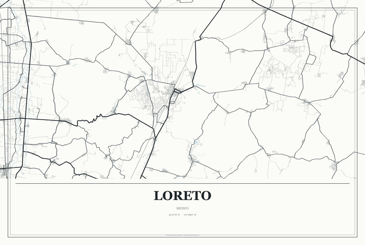 Loreto, Baja California Sur, Mexico City Map Aluminum Sign in Gallery Air style