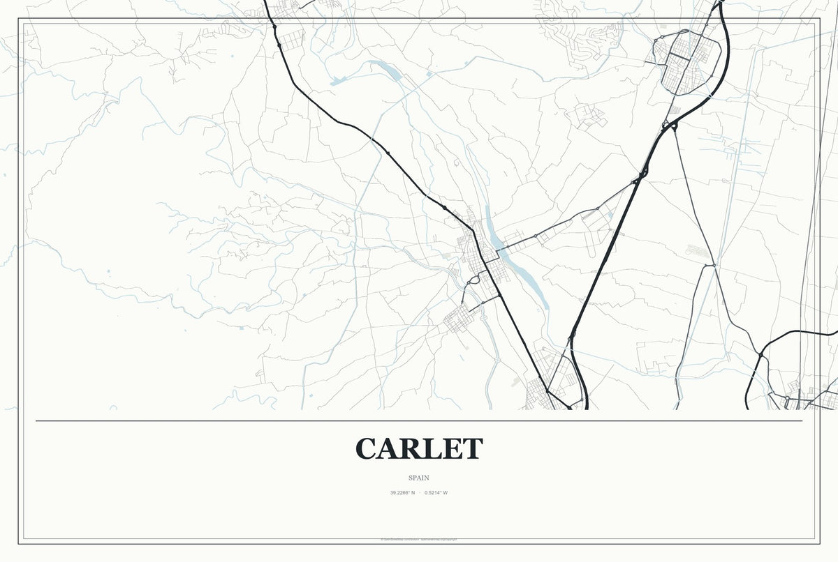 Carlet, Spain City Map Aluminum Sign in Gallery Air style