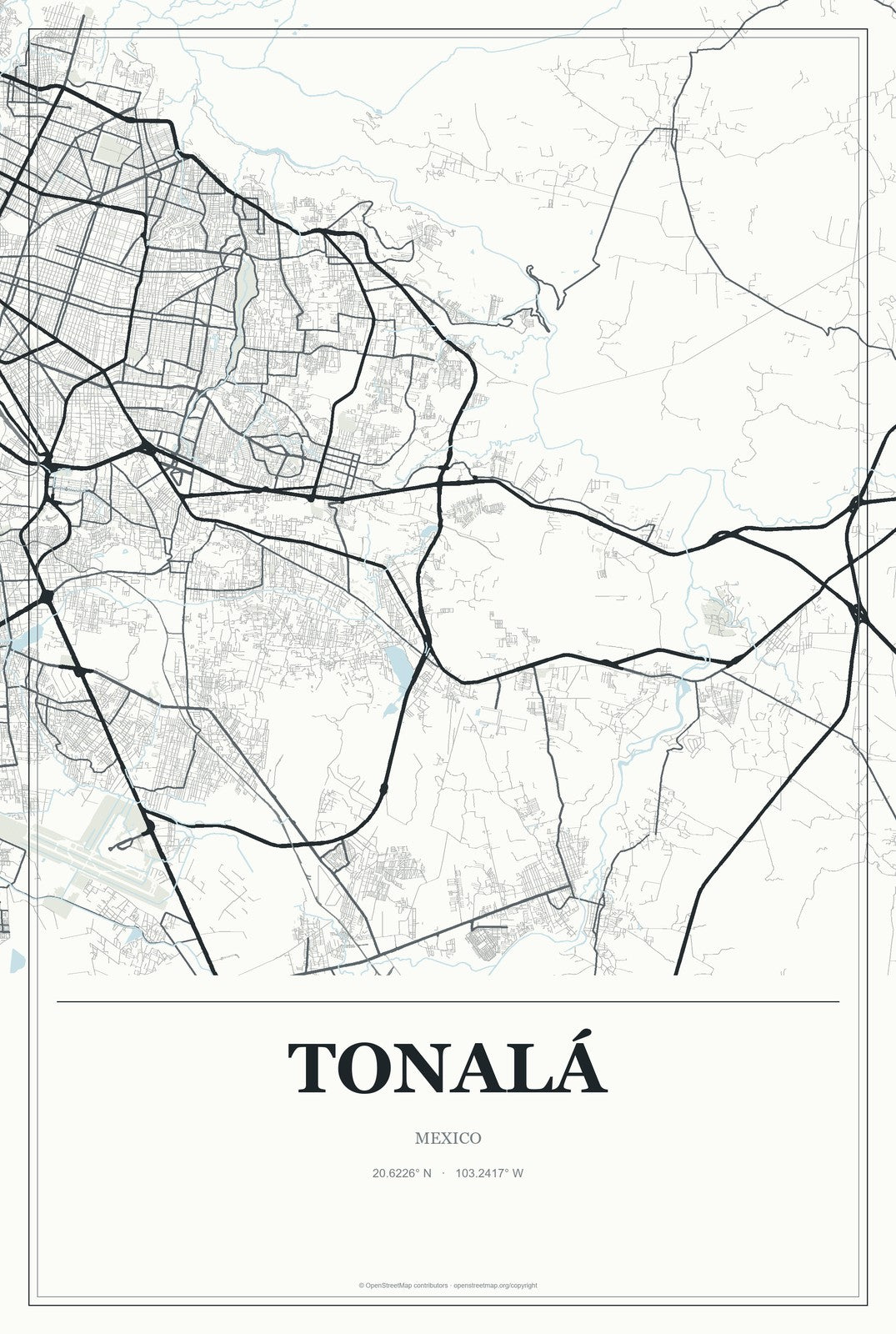 Tonalá, Chiapas, Mexico City Map Aluminum Sign in Gallery Air style