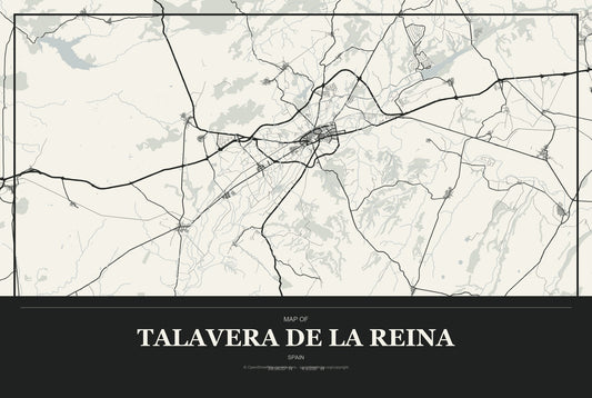 Talavera de la Reina, Spain City Map Aluminum Sign in Museum Plaque style