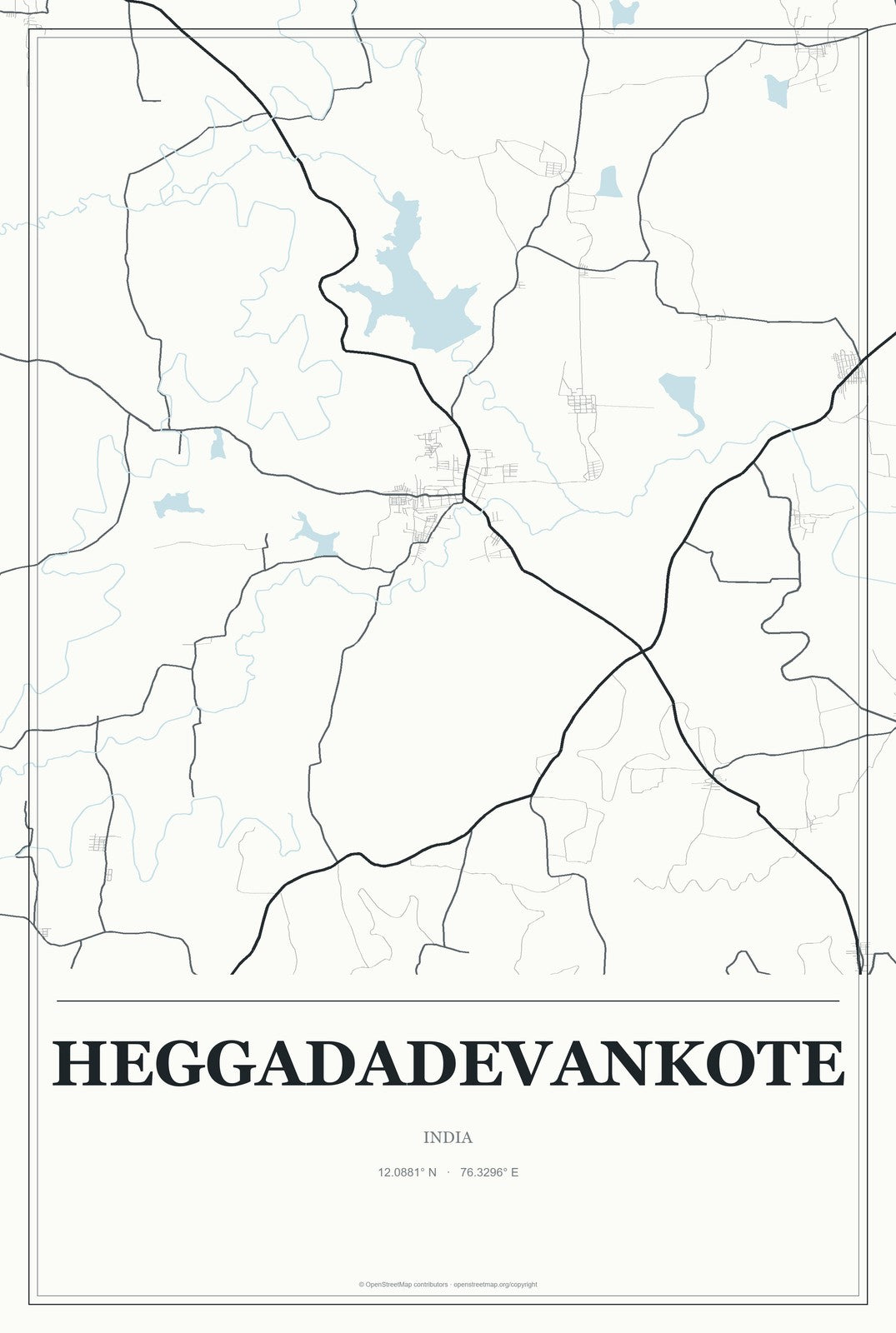 Heggadadevankote, India City Map Aluminum Sign in Gallery Air style