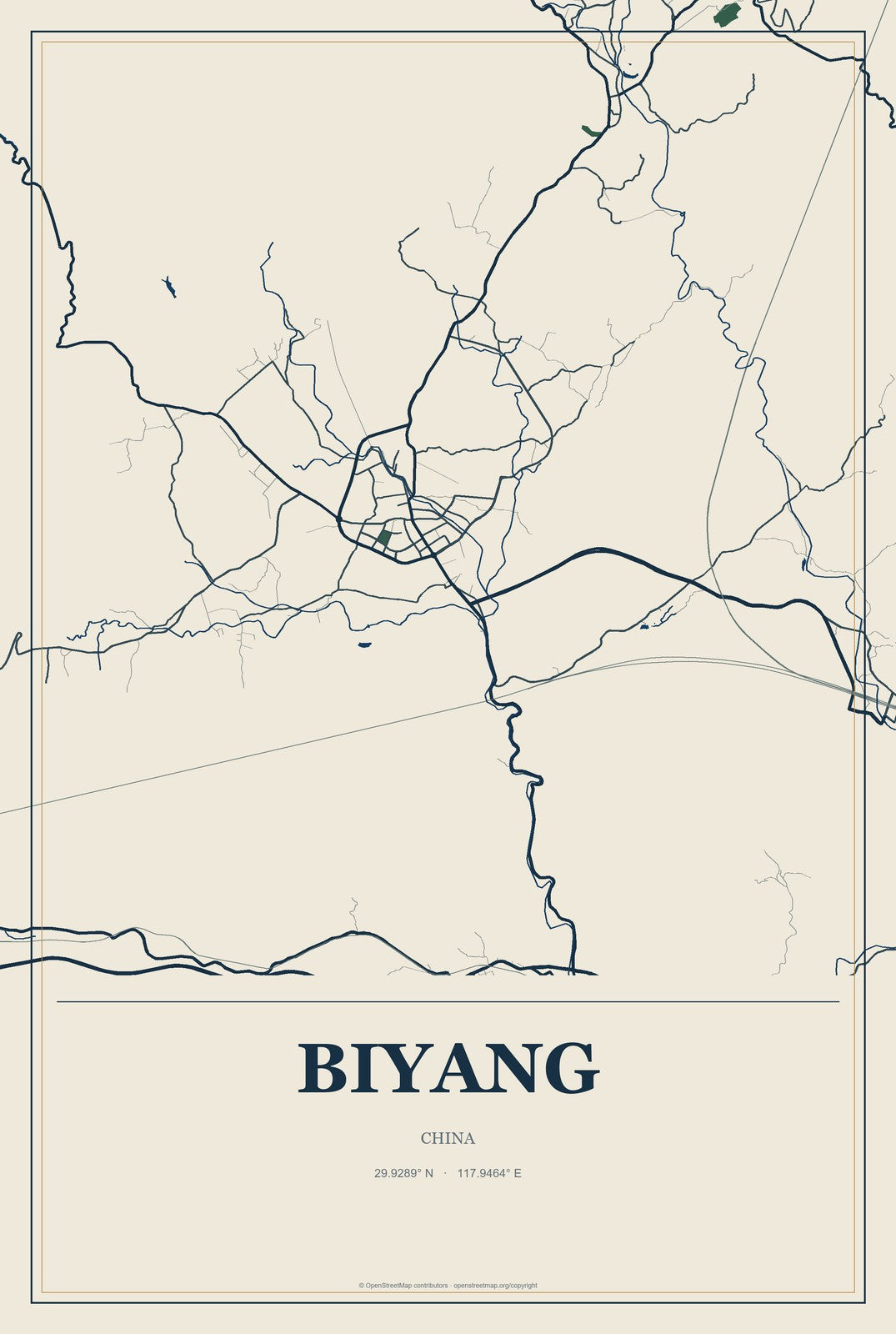 Biyang, China City Map Aluminum Sign in Coastal Cutout style