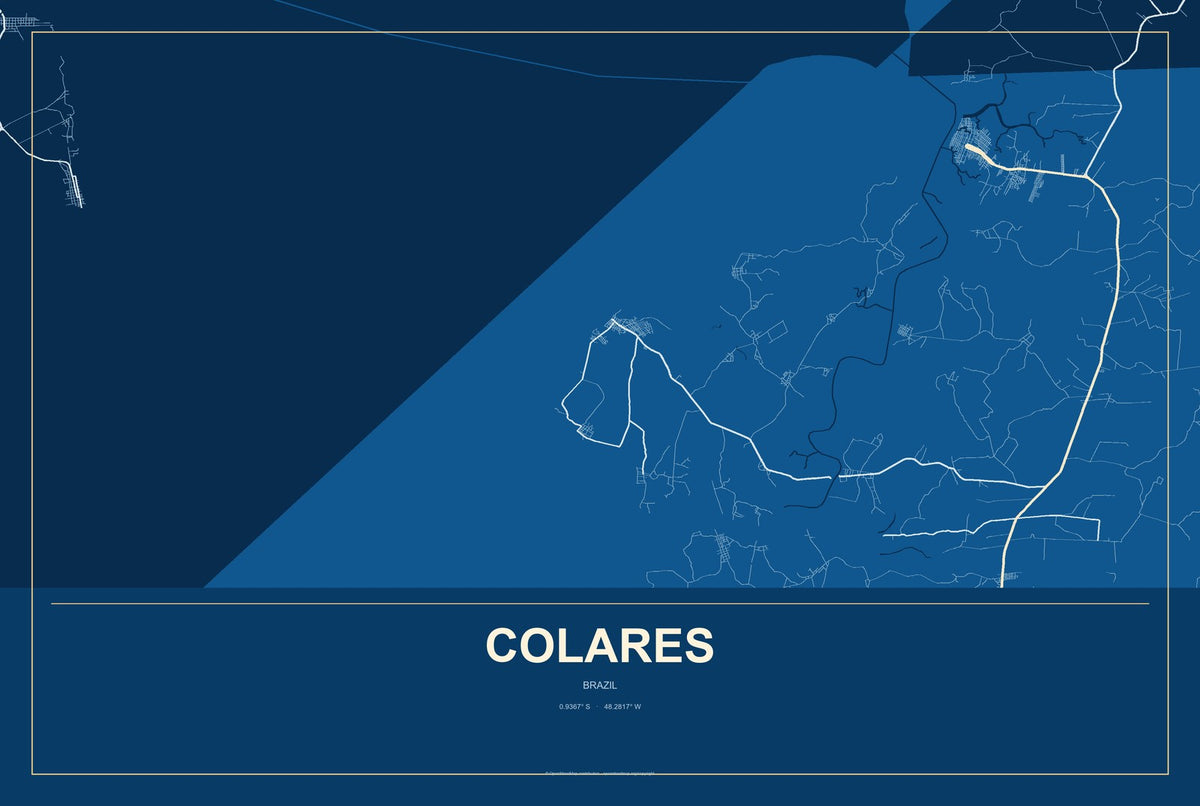 Colares, Brazil City Map Aluminum Sign in Harbor Cobalt style
