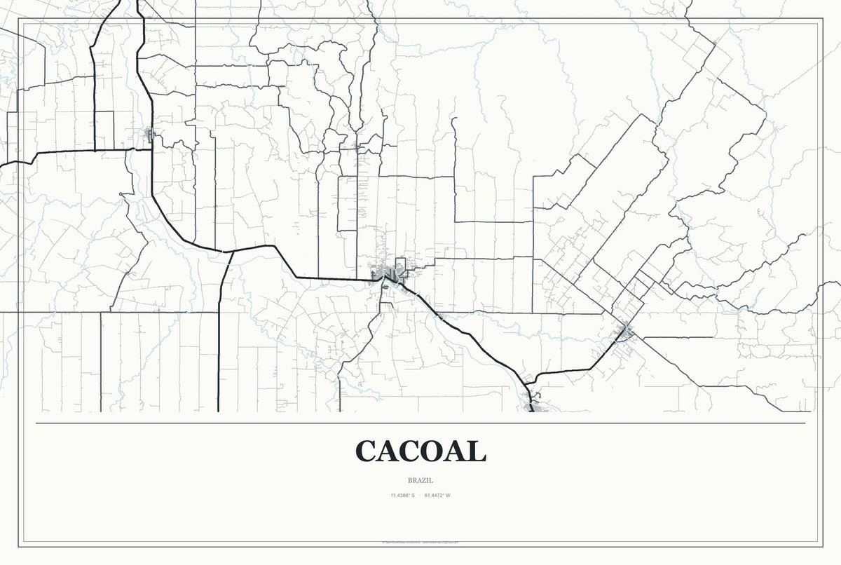 Cacoal, Brazil City Map Aluminum Sign in Gallery Air style