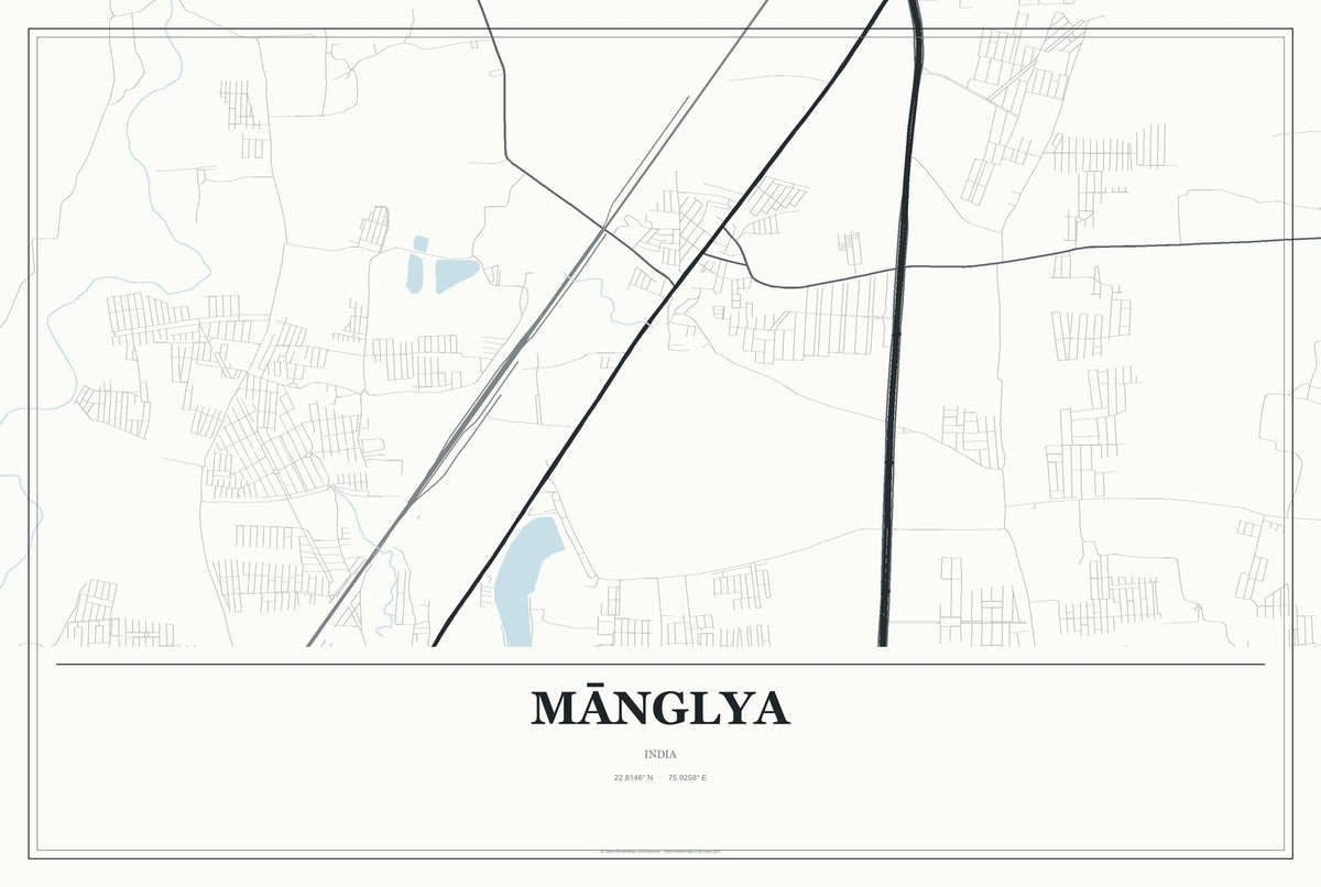 Mānglya, India City Map Aluminum Sign in Gallery Air style