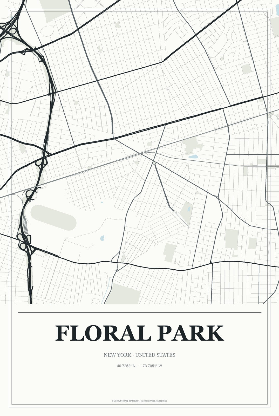 Floral Park, New York City Map Aluminum Sign in Gallery Air style