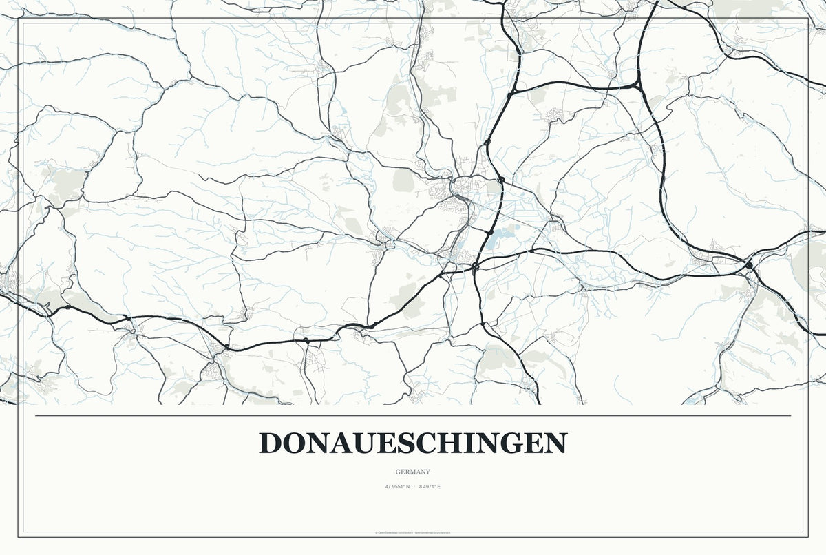Donaueschingen, Germany City Map Aluminum Sign in Gallery Air style