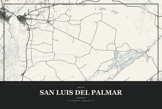 San Luis del Palmar, Argentina City Map Aluminum Sign in Museum Plaque style