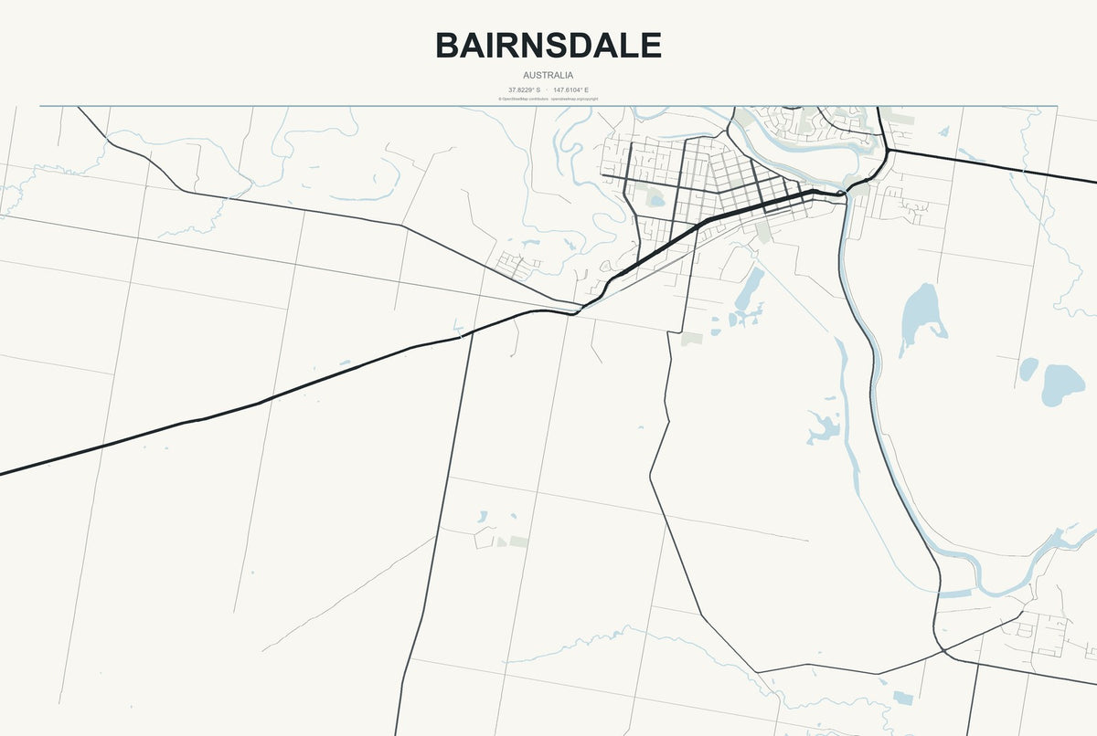Bairnsdale, Australia City Map Aluminum Sign in Headline Atlas style