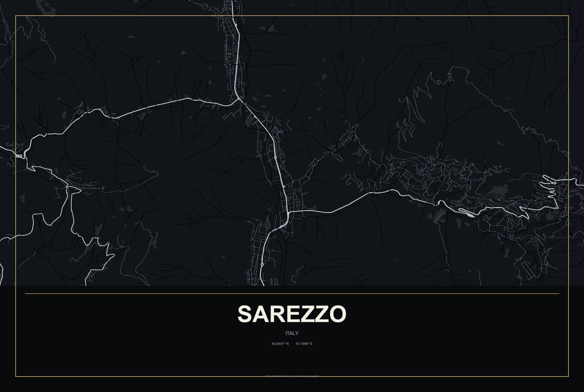 Sarezzo, Italy City Map Aluminum Sign in Metropolitan Noir style