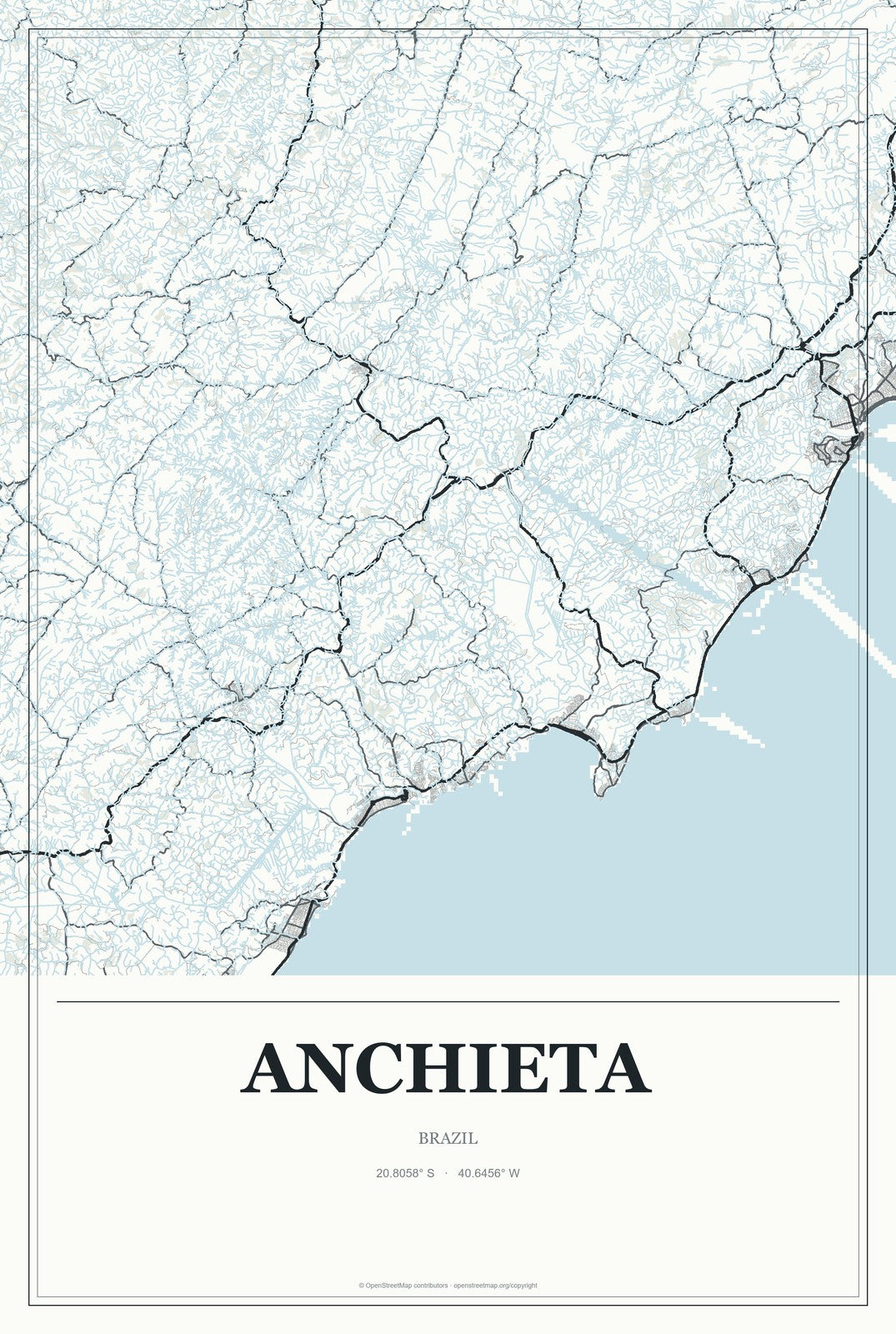 Anchieta, Brazil City Map Aluminum Sign in Gallery Air style