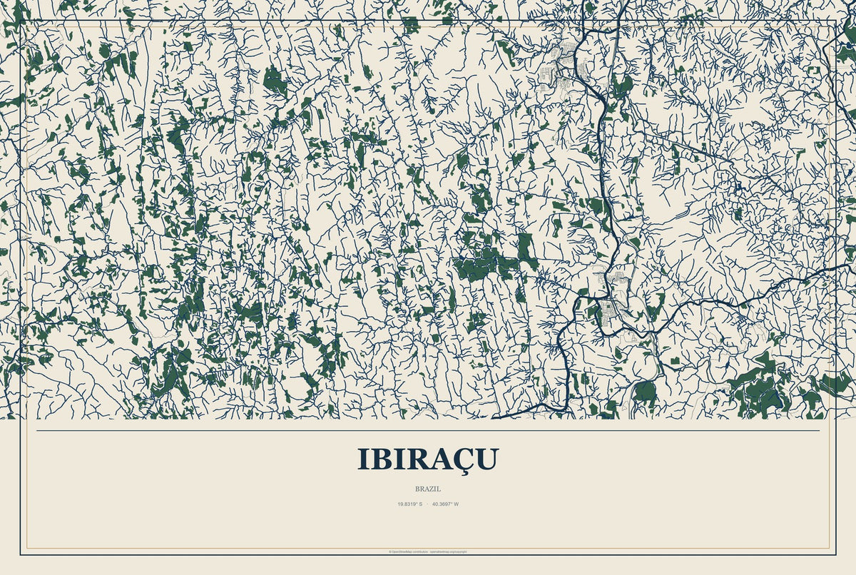 Ibiraçu, Brazil City Map Aluminum Sign in Coastal Cutout style