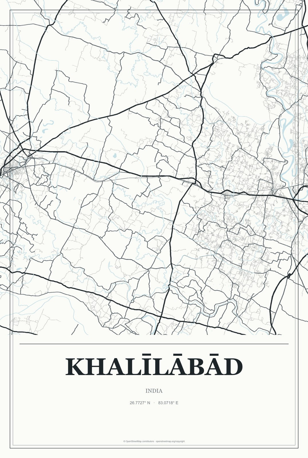 Khalīlābād, India City Map Aluminum Sign in Gallery Air style