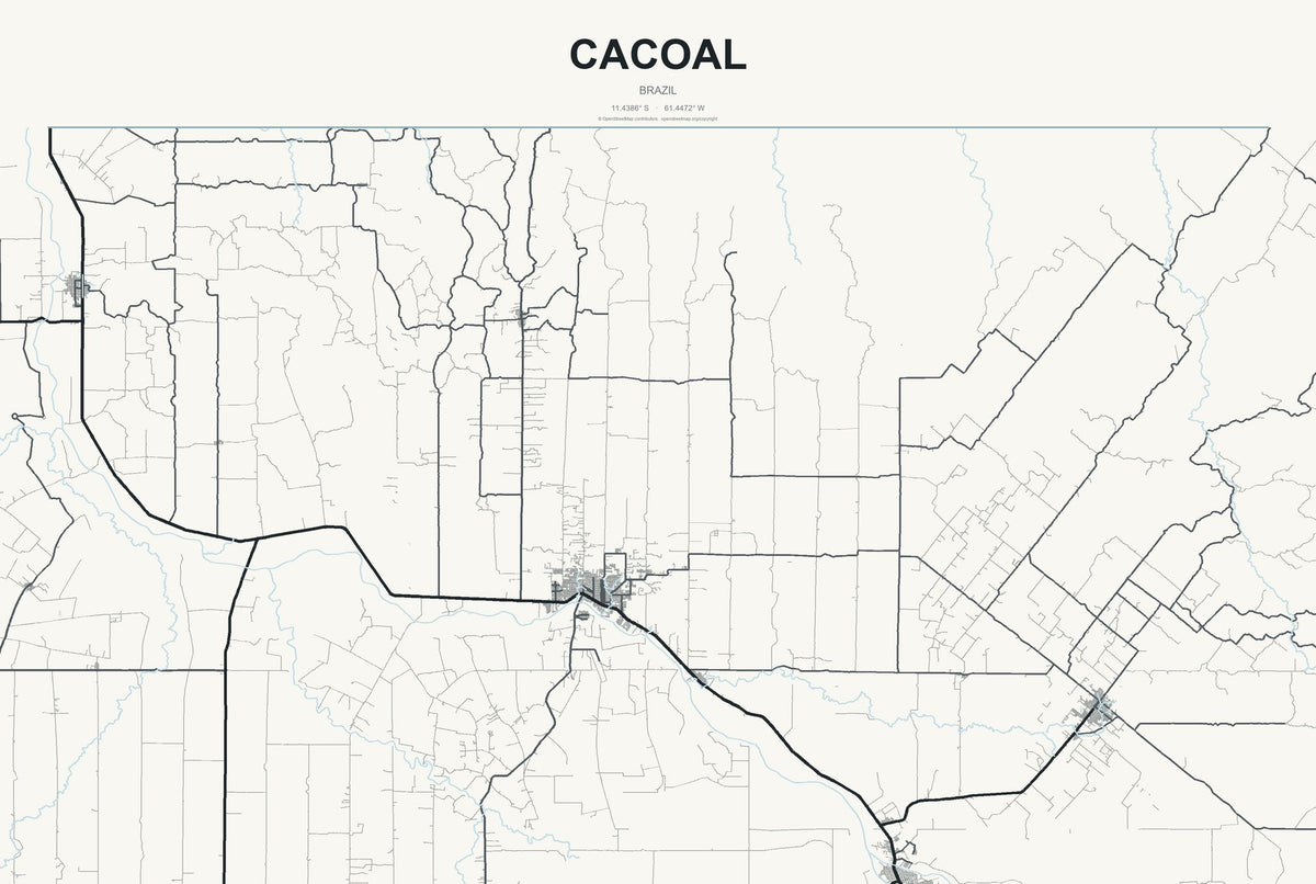 Cacoal, Brazil City Map Aluminum Sign in Headline Atlas style