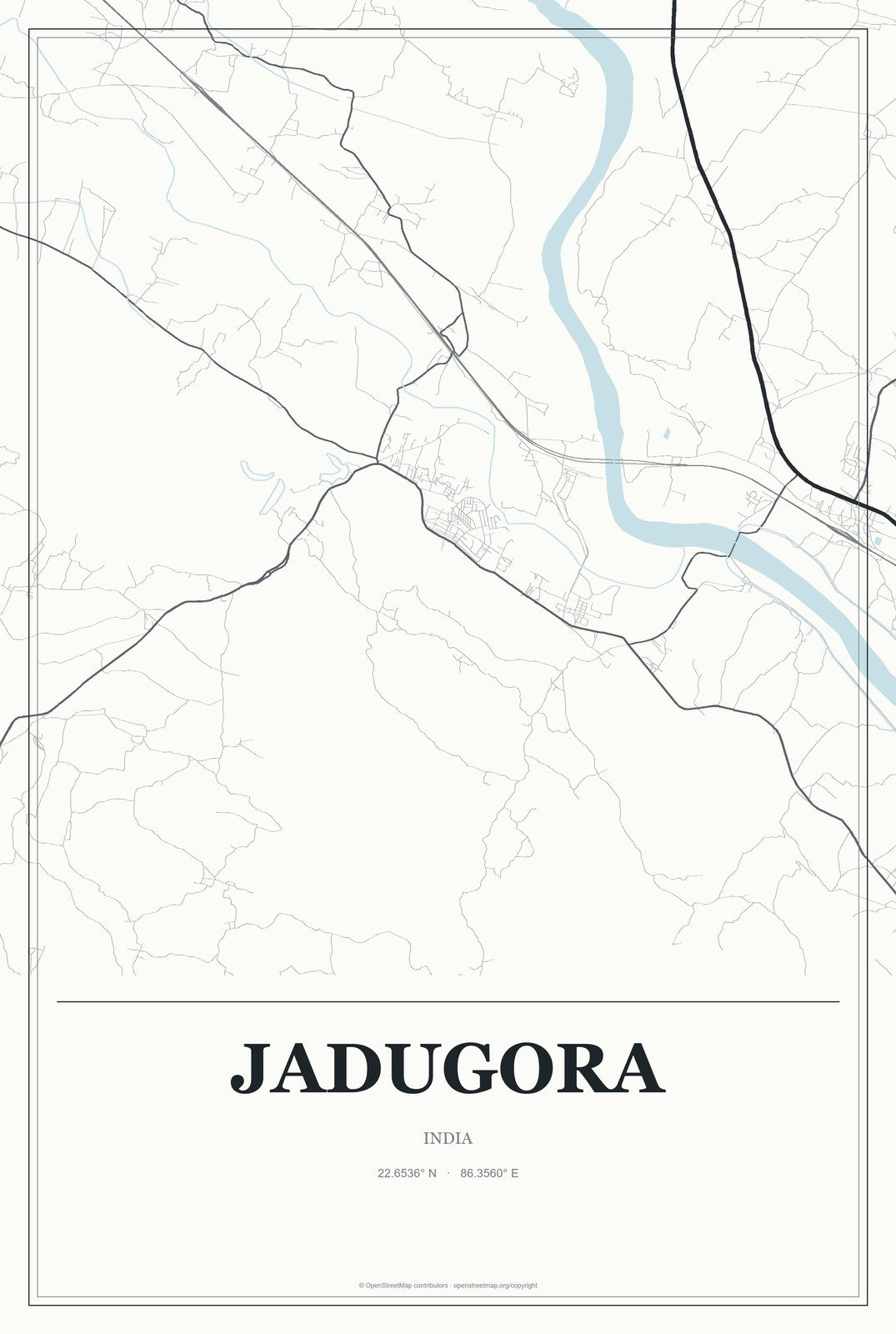 Jadugora, India City Map Aluminum Sign in Gallery Air style