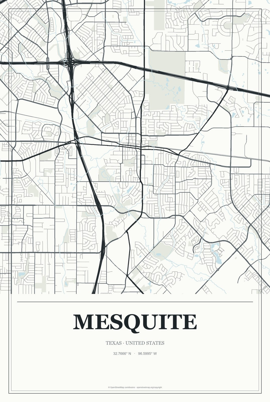 Mesquite, Texas City Map Aluminum Sign in Gallery Air style