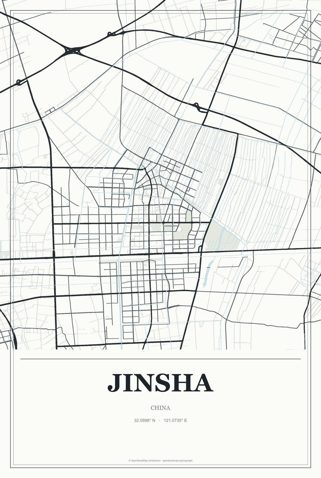 Jinsha, China City Map Aluminum Sign in Gallery Air style