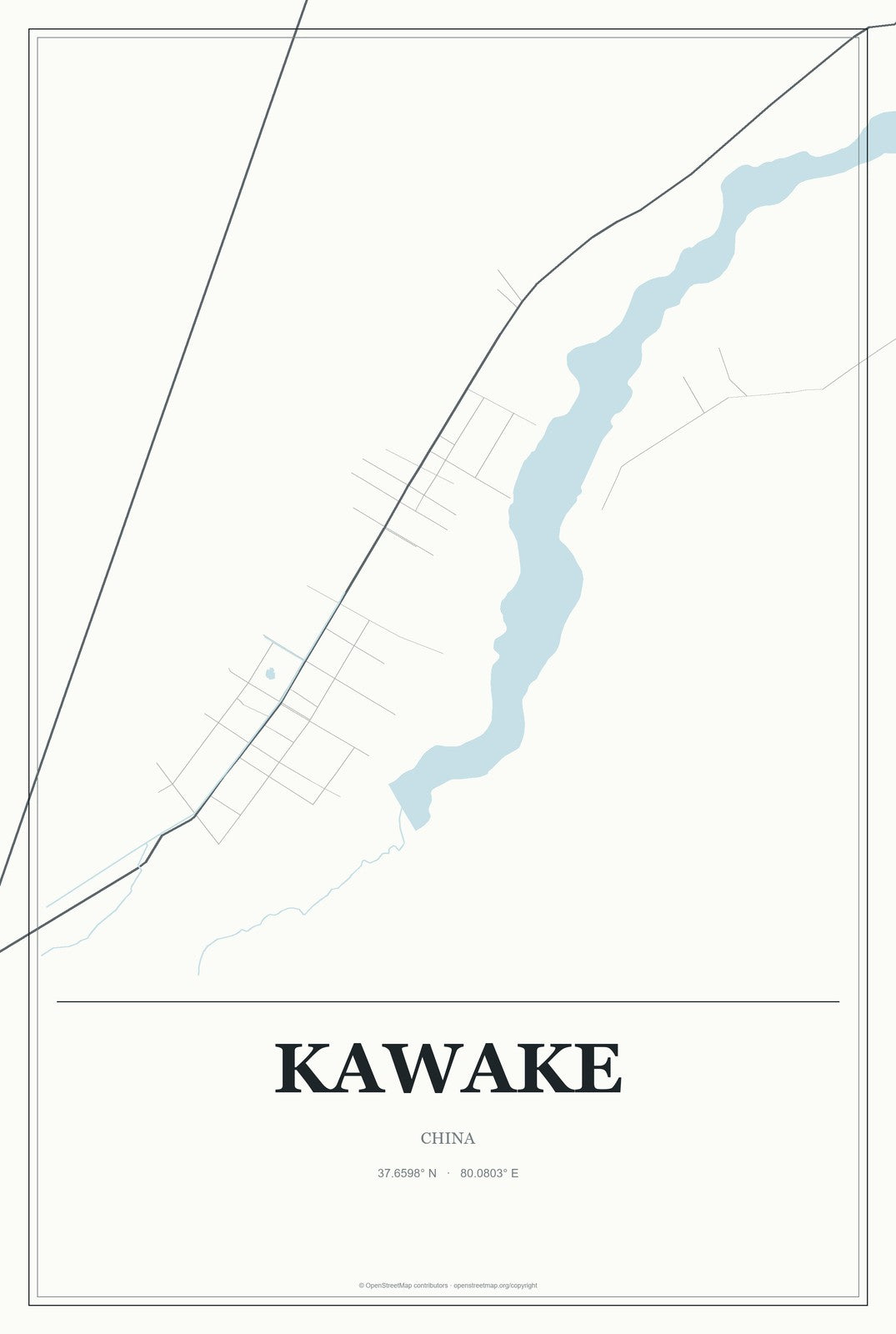 Kawake, China City Map Aluminum Sign in Gallery Air style