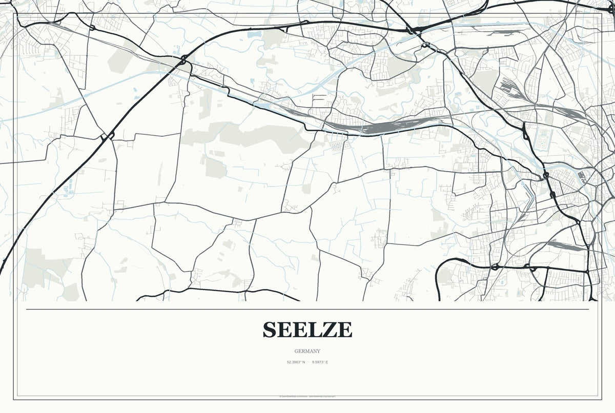 Seelze, Germany City Map Aluminum Sign in Gallery Air style