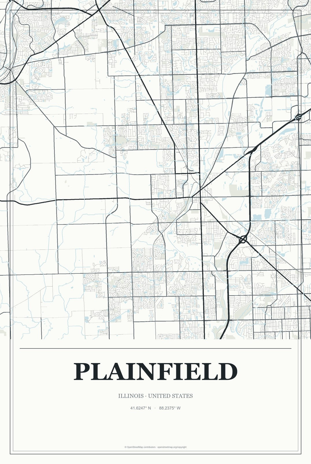 Plainfield, Illinois City Map Aluminum Sign in Gallery Air style