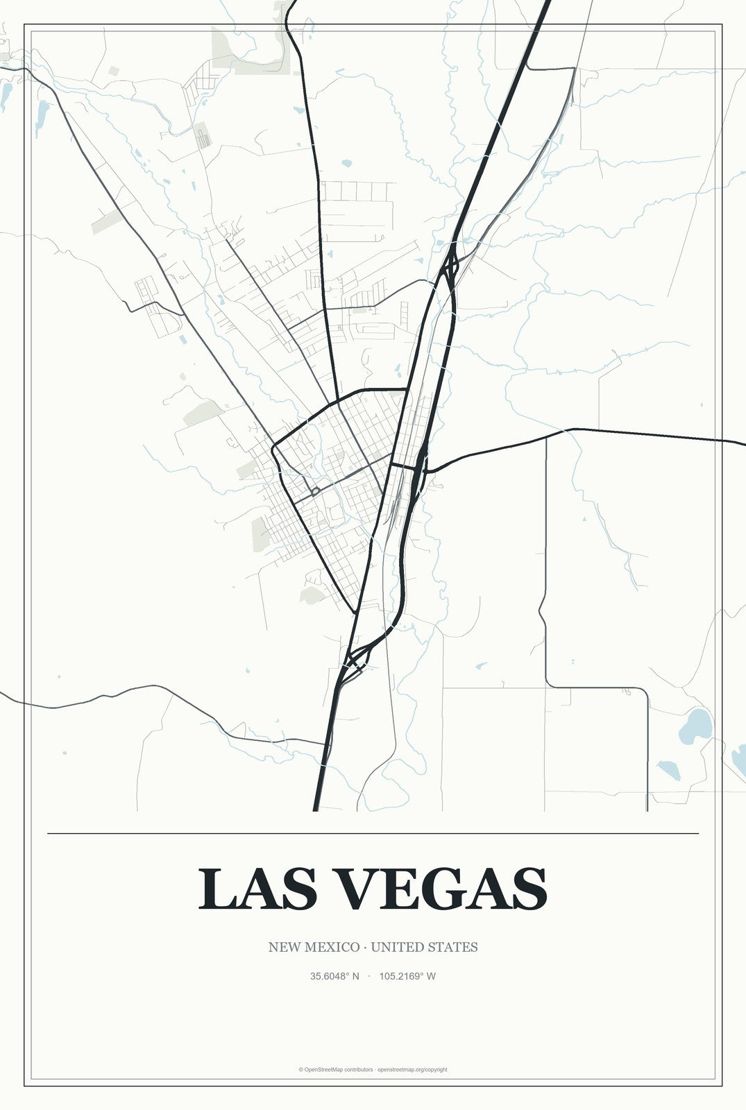 Las Vegas, New Mexico City Map Aluminum Sign in Gallery Air style