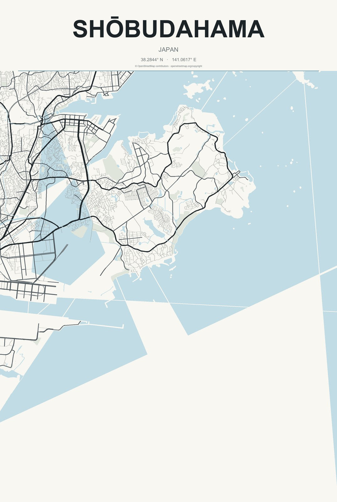 Shōbudahama, Japan City Map Aluminum Sign in Headline Atlas style