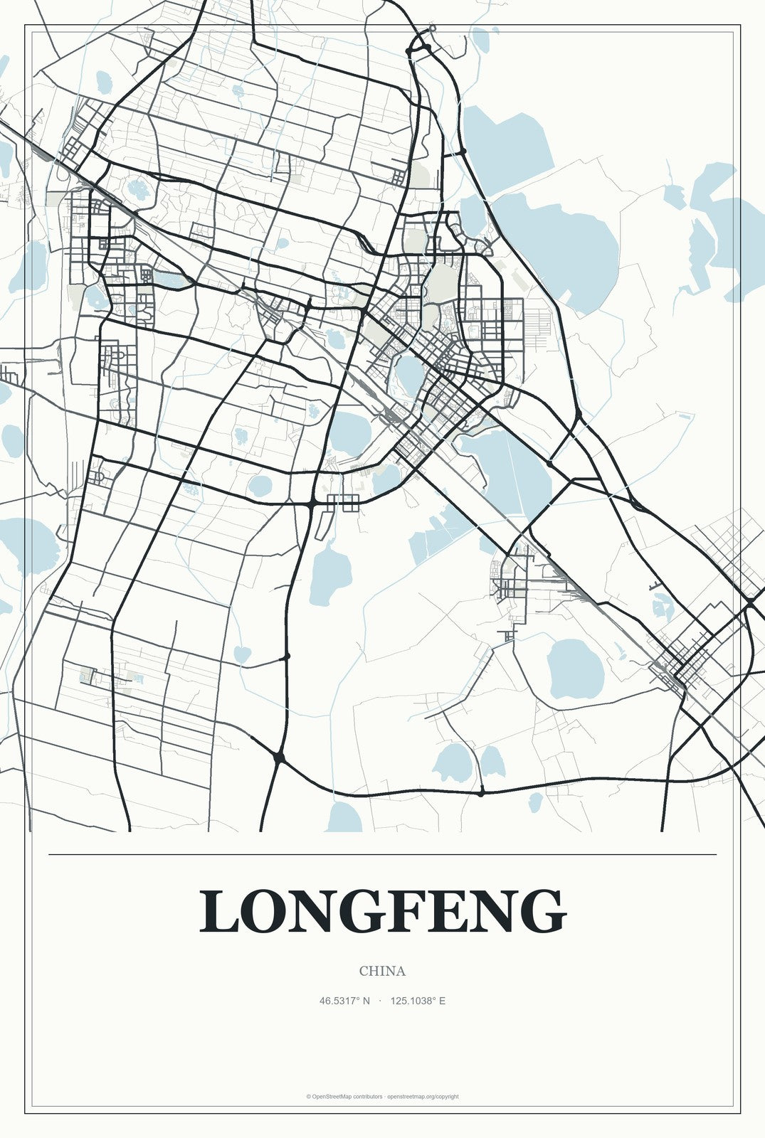 Longfeng, Chongqing, China City Map Aluminum Sign in Gallery Air style