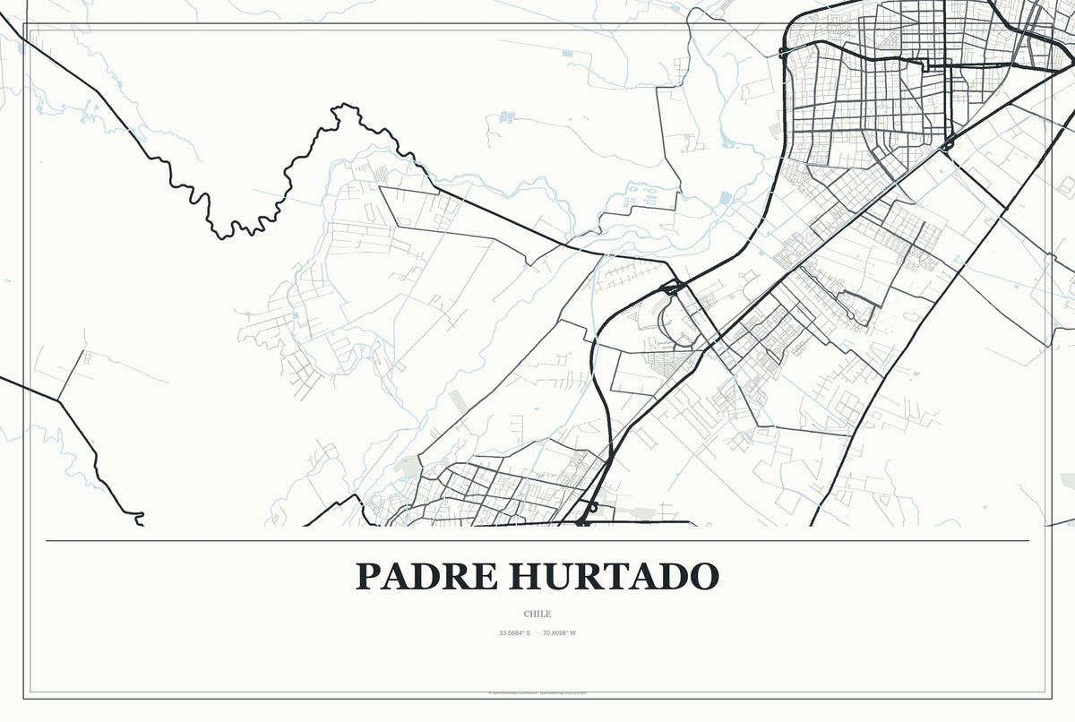 Padre Hurtado, Chile City Map Aluminum Sign in Gallery Air style