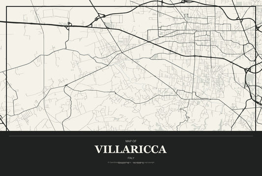 Villaricca, Italy City Map Aluminum Sign in Museum Plaque style