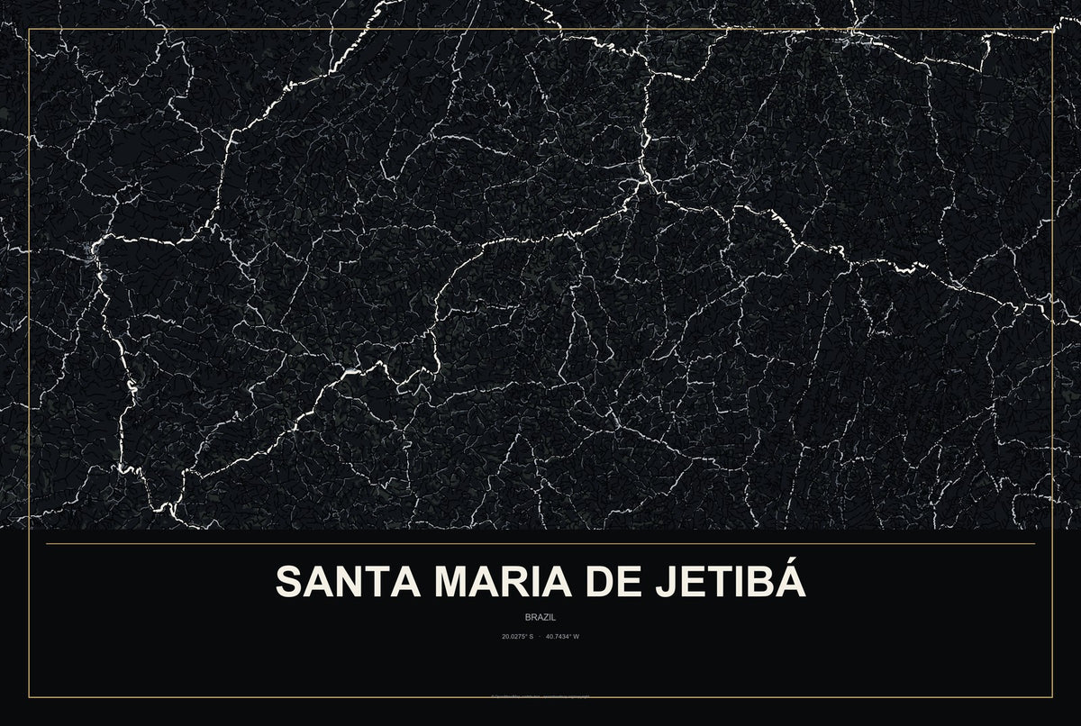 Santa Maria de Jetibá, Brazil City Map Aluminum Sign in Metropolitan Noir style