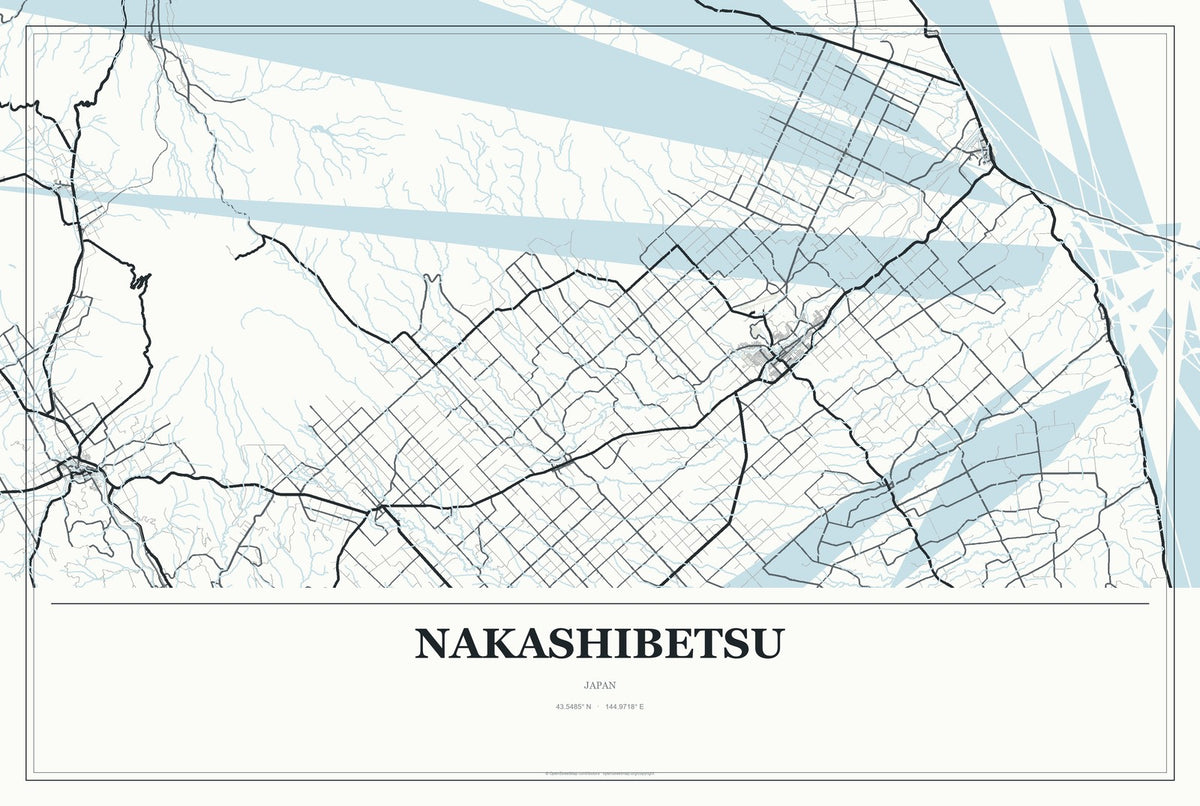 Nakashibetsu, Japan City Map Aluminum Sign in Gallery Air style