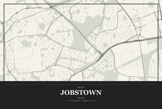 Jobstown, Ireland City Map Aluminum Sign in Museum Plaque style