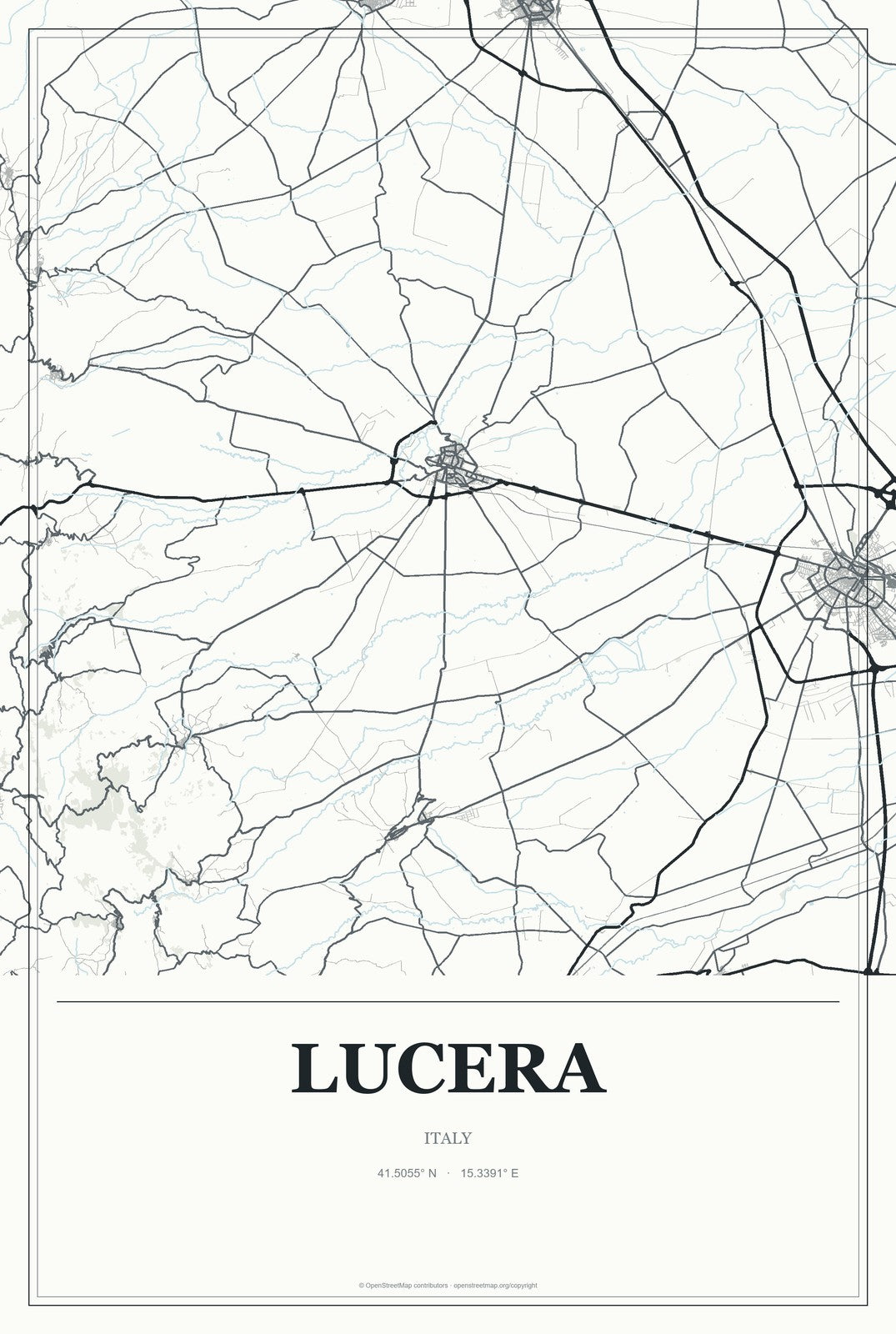 Lucera, Italy City Map Aluminum Sign in Gallery Air style