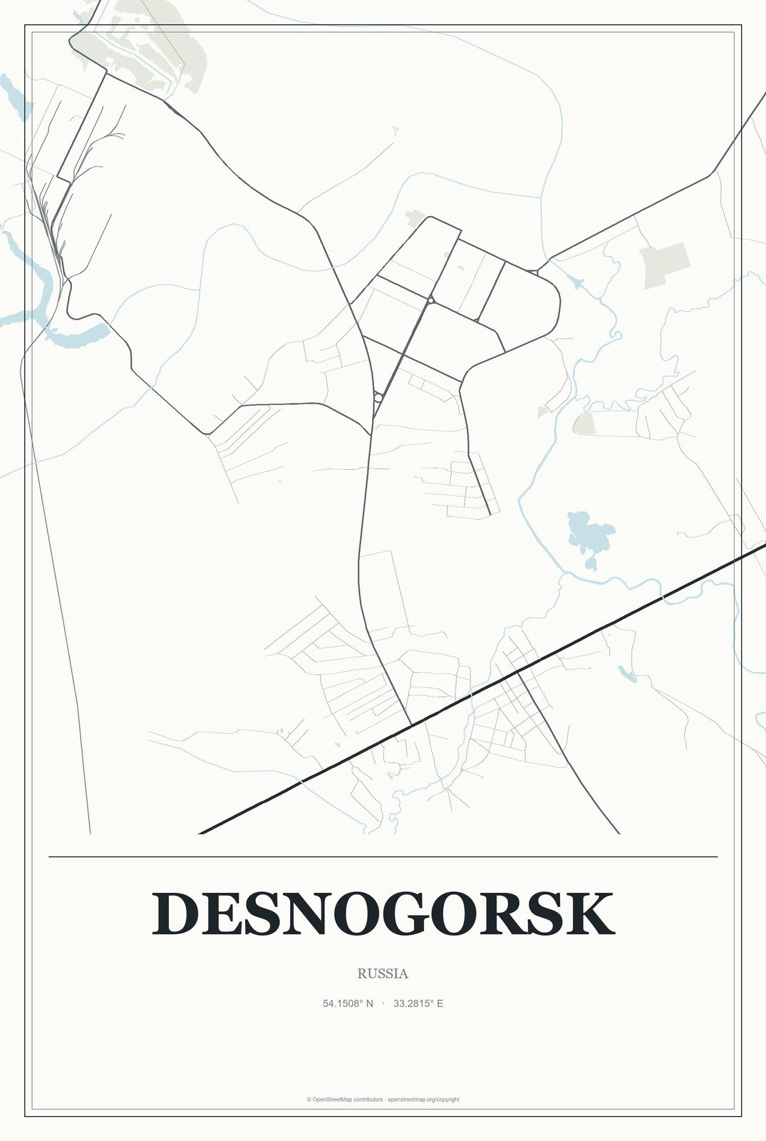 Desnogorsk, Russia City Map Aluminum Sign in Gallery Air style