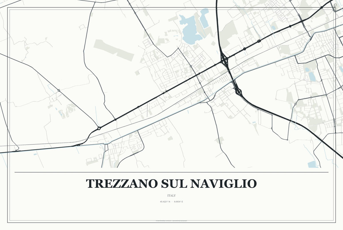 Trezzano sul Naviglio, Italy City Map Aluminum Sign in Gallery Air style