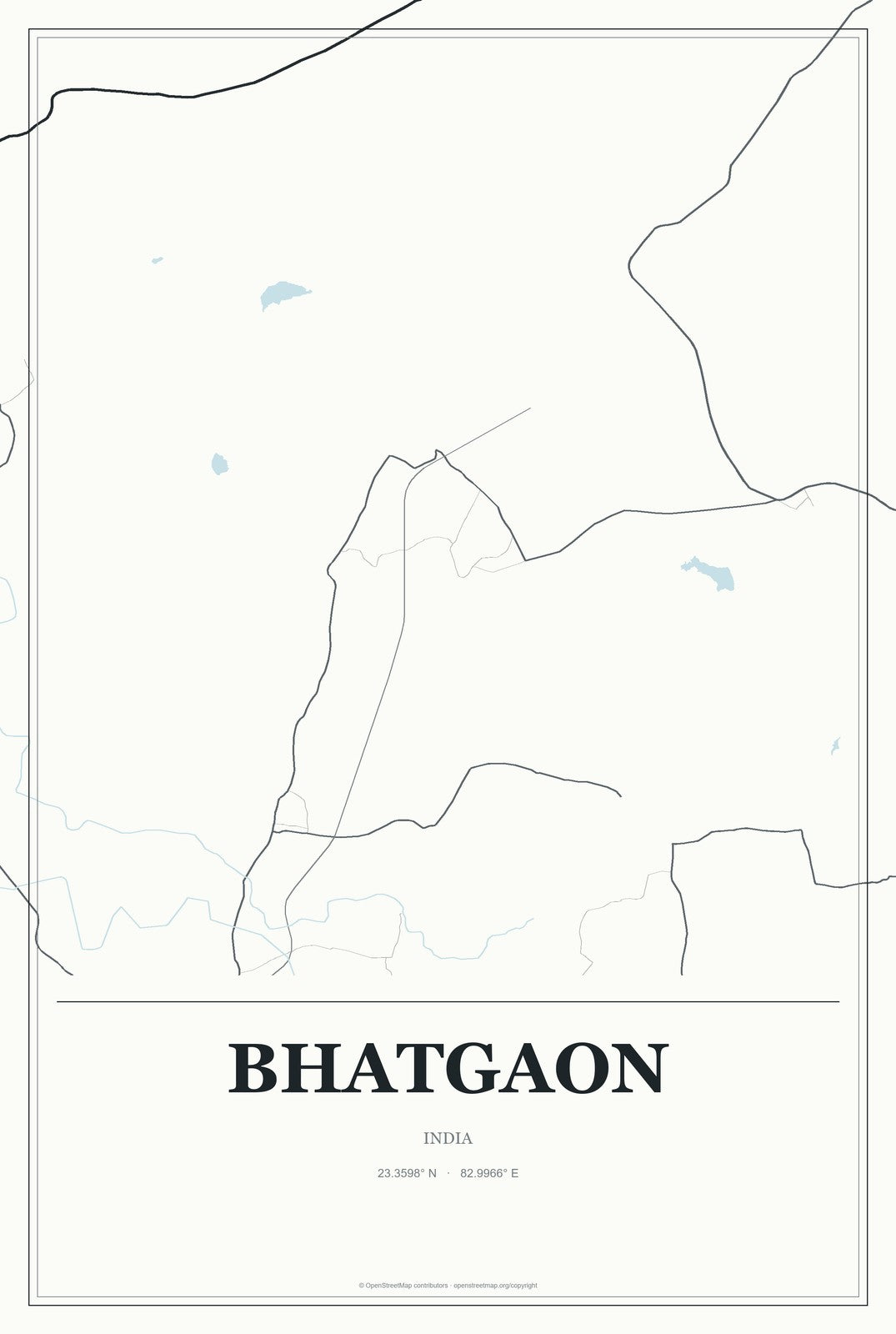 Bhatgaon, India City Map Aluminum Sign in Gallery Air style