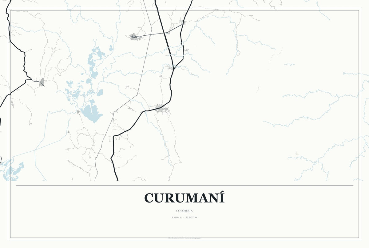 Curumaní, Colombia City Map Aluminum Sign in Gallery Air style