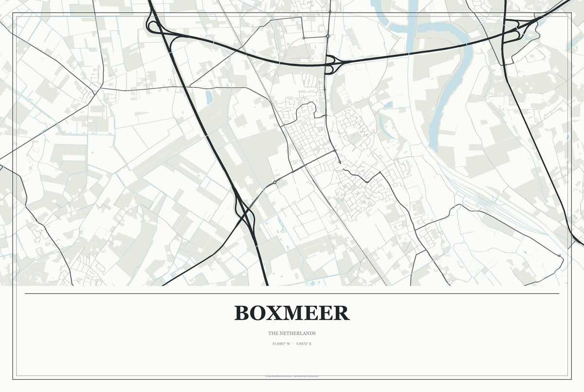 Boxmeer, The Netherlands City Map Aluminum Sign in Gallery Air style