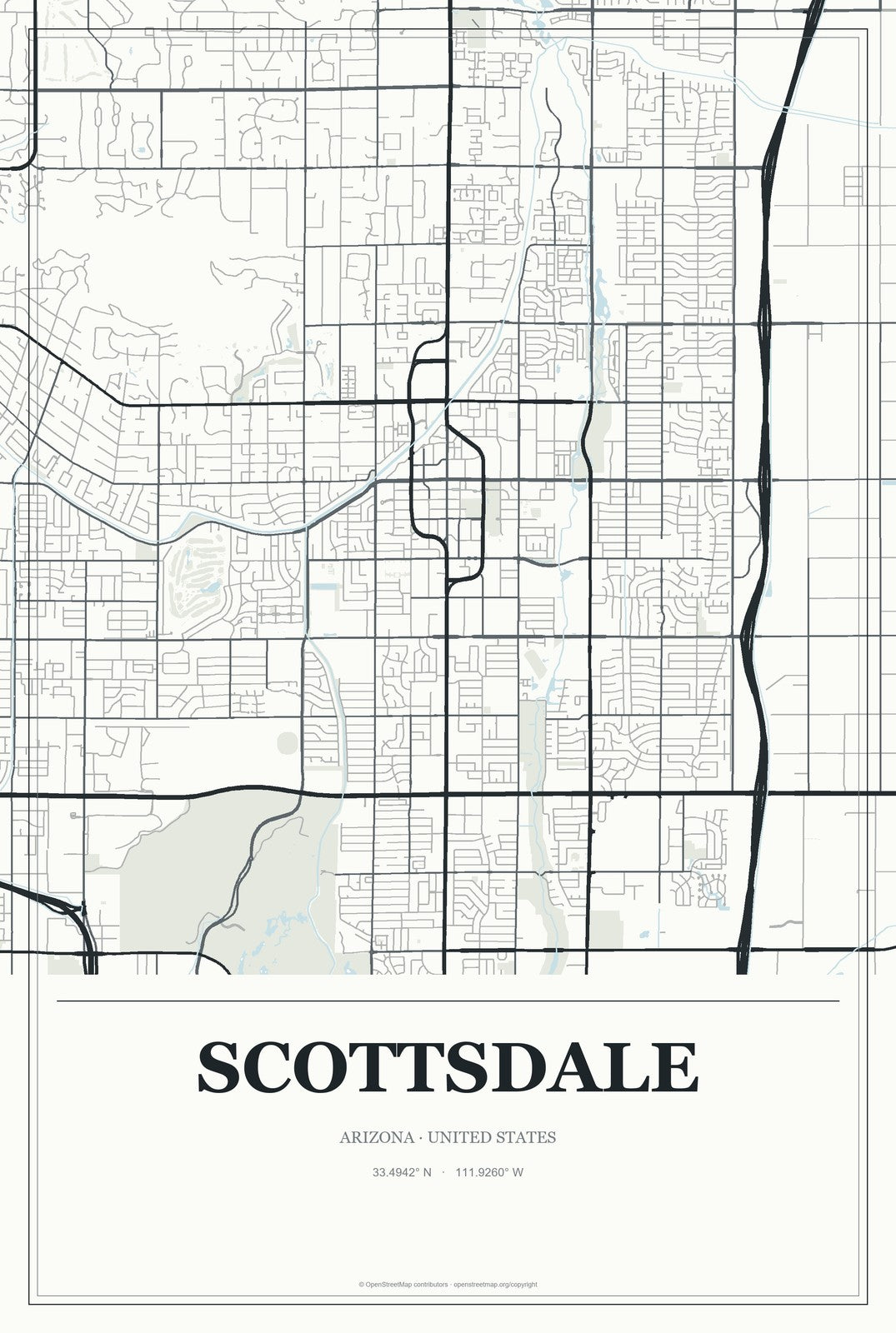 Scottsdale, Arizona City Map Aluminum Sign in Gallery Air style