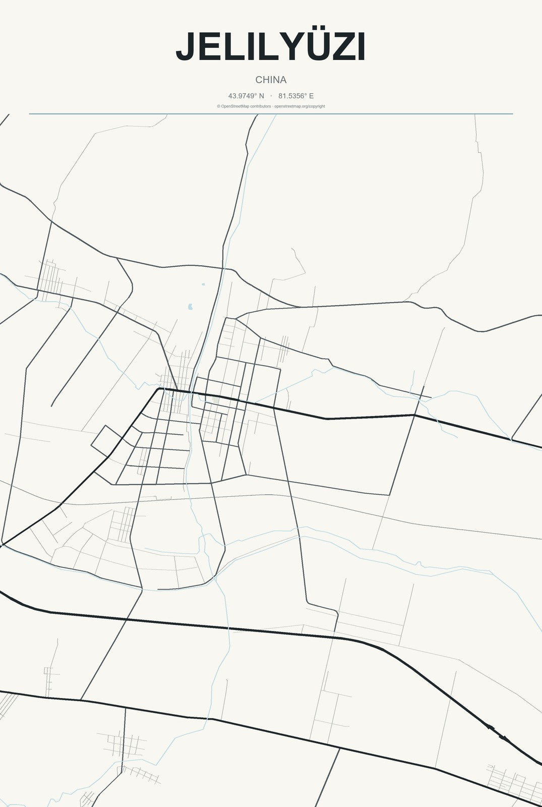 Jelilyüzi, China City Map Aluminum Sign in Headline Atlas style