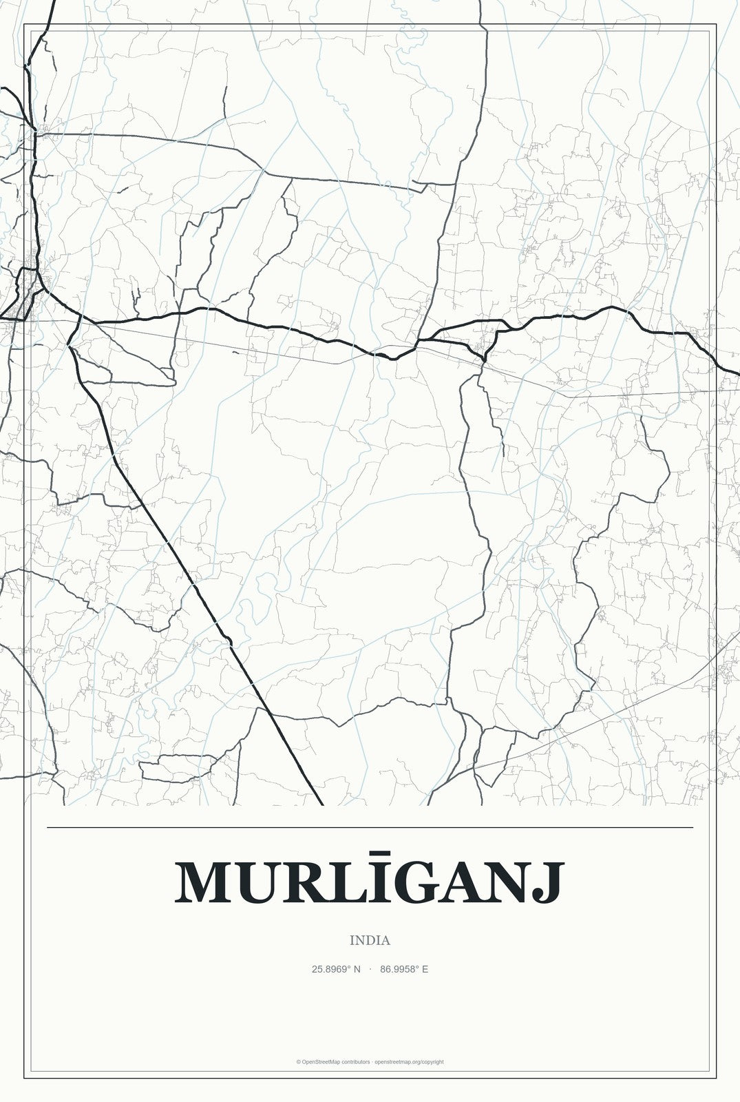 Murlīganj, India City Map Aluminum Sign in Gallery Air style