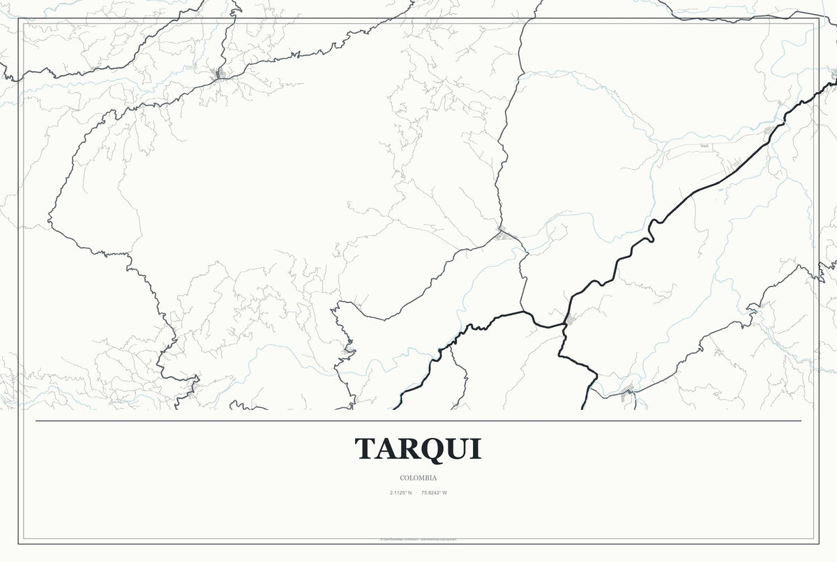 Tarqui, Colombia City Map Aluminum Sign in Gallery Air style