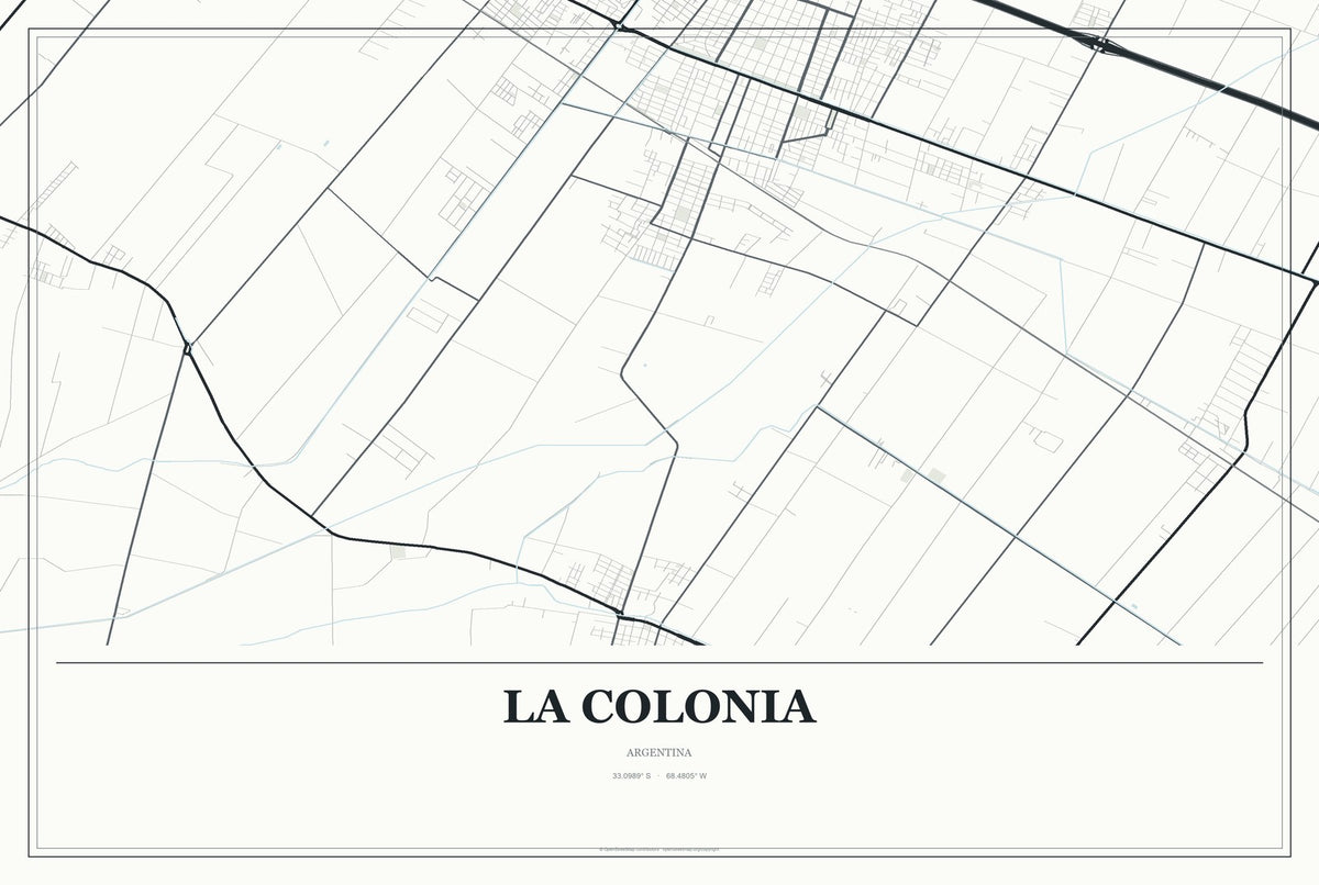 La Colonia, Argentina City Map Aluminum Sign in Gallery Air style